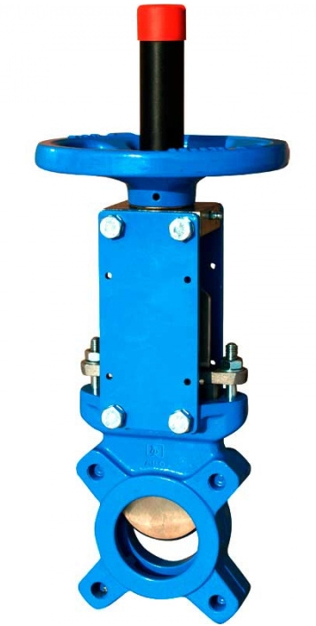 Задвижка шиберно-ножевая корпус серый чугун бесфланцевый, нож нержавеющая сталь 1.4306, уплотнение EPDM, с редуктором ABO 212B-350-3 Pn 16 Задвижки