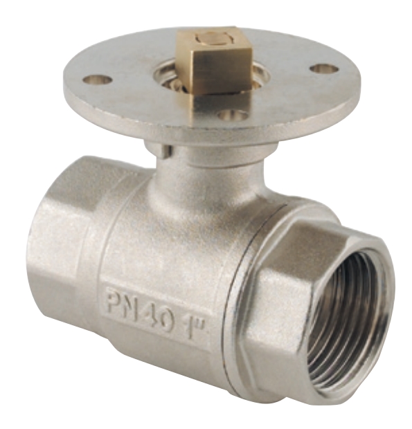 Кран шаровой из латуни с фланцом ISO 5211 никелированный полнопроточный с двухсторонней внутренней резьбой ABO ART. 105PM ISO Dn 65 Pn 40 Краны